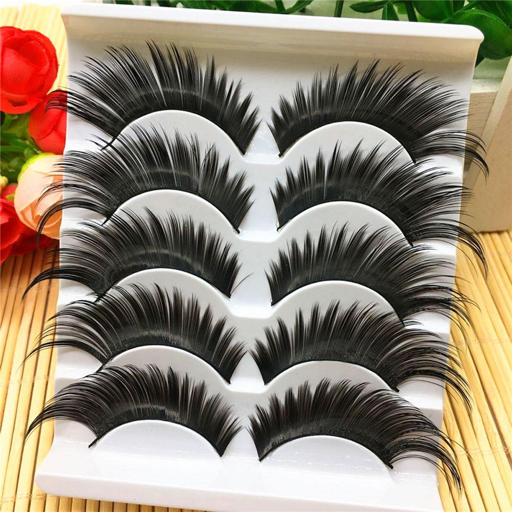 5 Pairs Beauty Thick Handmade Makeup Tools Eye Lashes Extension False Eyelashes Exaggerated Styel