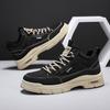 Autumn men's fashion platform shoes student mid-top lace-up sports casual shoes retro British style wear-resistant Martin shoes