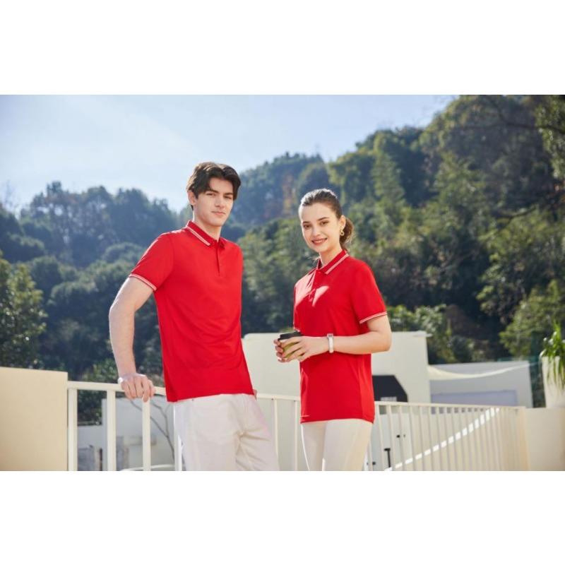 Женская и мужская однотонная футболка летняя с лацканами и короткими рукавами YG-2251/252