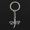 Fashion 30mm Key Ring Metal Key Chain Keychain Jewelry Antique Bronze Silver Color Plated Hollow Dragonfly 32x27mm Pendant