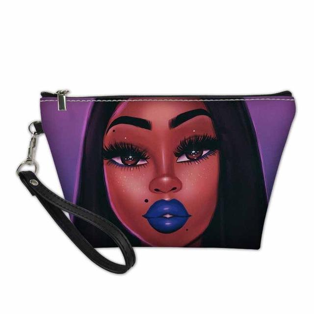 Custom Makeup Bags Afro African Girls Print Cute Cosmetic Bag Beauty Travel Organizer Make up Pouch Suitcase Women Toiletry Bag