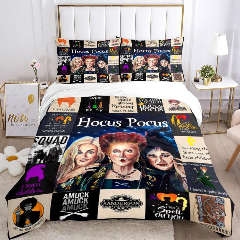 Hocus Pocus Spell Collage Print 3Pcs Bedding Setduvet Cover With 2 Bedropillowcase Home Birthday Gift