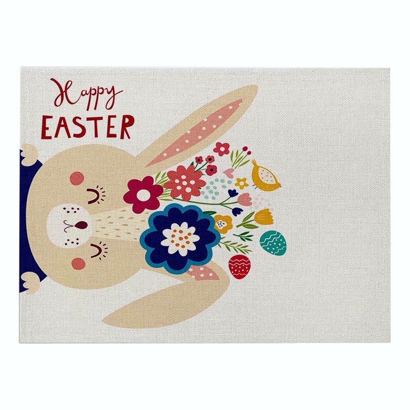 Easter meal mat heat-resistant cotton and linen Western style mat home decor cartoon rabbit kitchen insulation coaster