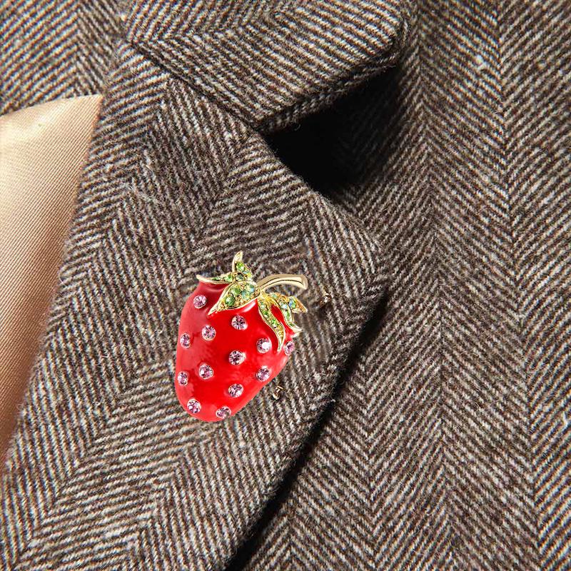 Милый клубничный корсаж, украшение для банкета, женский шарф, брошь, булавки, ювелирные изделия, подарки