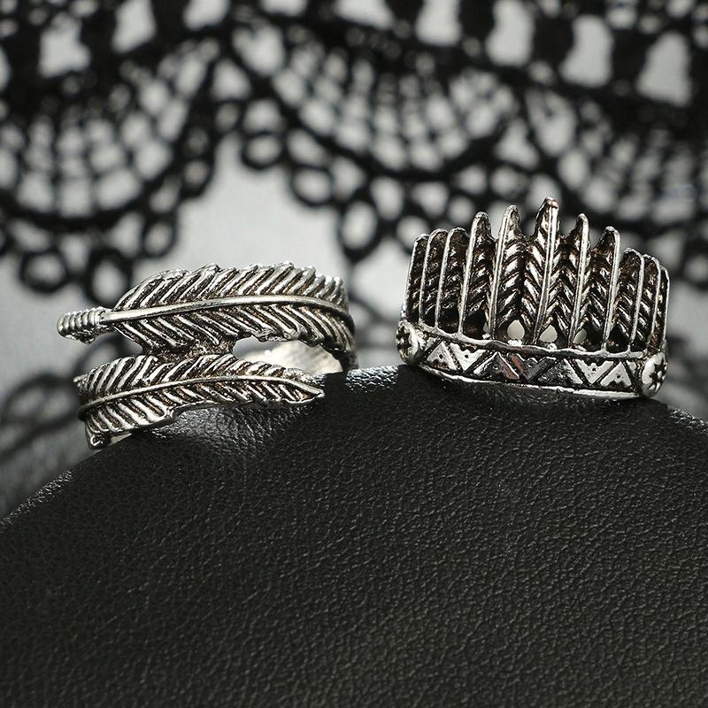 Silver Retro Punk Boho Ring Set 08