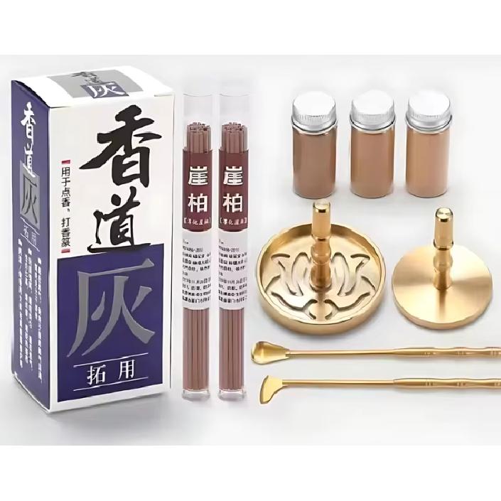 Brass Incense Burner Portable DIY Zen Incense Burner Seal Incense Ceramic Set Hand Fragrance Powder Making Incense Burner 7