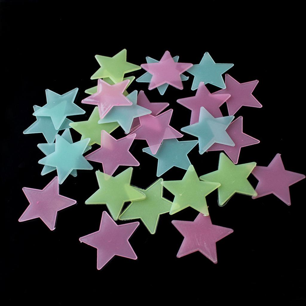 100x Wall Stickers Stars Luminous The Dark Plastic .8cm