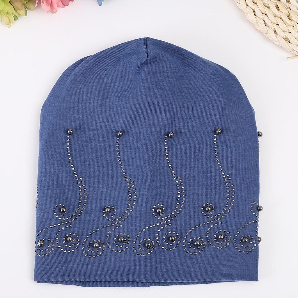 Женский весенне-осенний двухслойный хлопковый пуловер с жемчугом, теплый пуловер с тонким ворсом, теплая лунная шапка