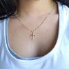 Fashion Simple Alloy Cross Pendant Necklace Female Charm Jewelry Party Gift