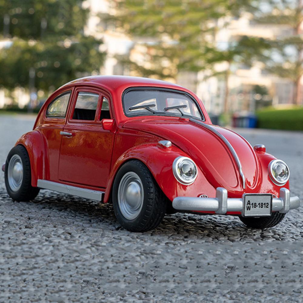 1:18 Мини Жук 1955 Модель Игрушечные Машинки Сплав Литье под Давлением С Оттяжкой 4 Двери Открываются Звук Свет Симуляция Транспортные Средства Игрушки для Детей Подарки