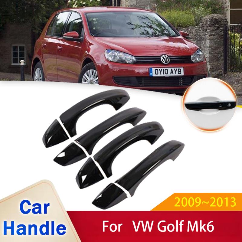 Подходит для Volkswagen VW Golf Mk6 5K 2009 2010 2011 2012 2013 Глянцевая черная накладка на ручку двери Защитная наклейка Отделка Автомобильные аксессуары