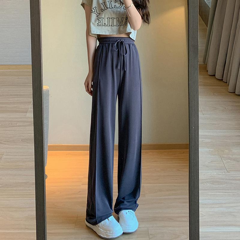 Женская одежда, черные летние мешковатые узкие брюки с завязками, прямые широкие брюки для отдыха, крутые женские брюки в корейском стиле, S-XXL