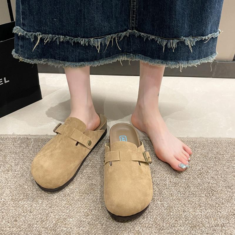 Пробковые сандалии для женщин и мужчин, модные кожаные мюли, удобные туфли-картошки с поддержкой свода стопы для дома и улицы, плоские шлепанцы