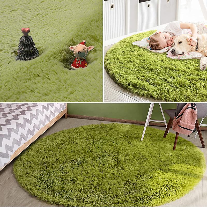 Розовый Круглый Ковер Пушистый Мягкий Коврик для Пола Детская Комната Девочек Замок Принцессы Плюшевый Ковер Гостиная Домашний Декор