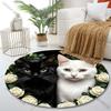 Multiple sizes Black and white cats, white roses Print Round Carpet Living Room Bedroom Table Chair Sofa Decorative Carpet