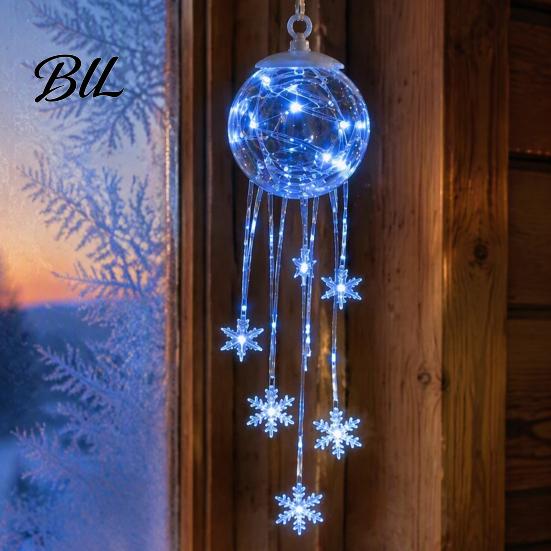 Reusable Festive Ornaments LED Hanging Christmas Ornament, Icy Glow Sparkling Snowflake Cascade Decoration, DIY Craft Supplies Winter Lighted