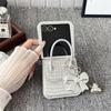 Чехол-сумочка для Samsung Galaxy Z Flip7 5G из кожи с текстурой крокодила + ПК Чехол для телефона с подвеской-бантом в форме сердца