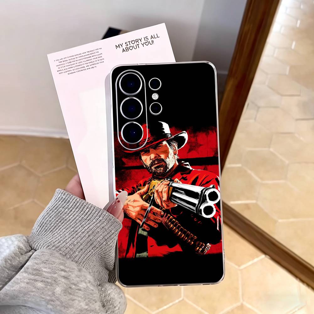 Чехол для телефона RDR2-Артур Морган для Samsung S25, S24, S21, S22, S23, S30, Ultra, S20, Plus, Fe, Note, 10, 9, 5G Прозрачный чехол