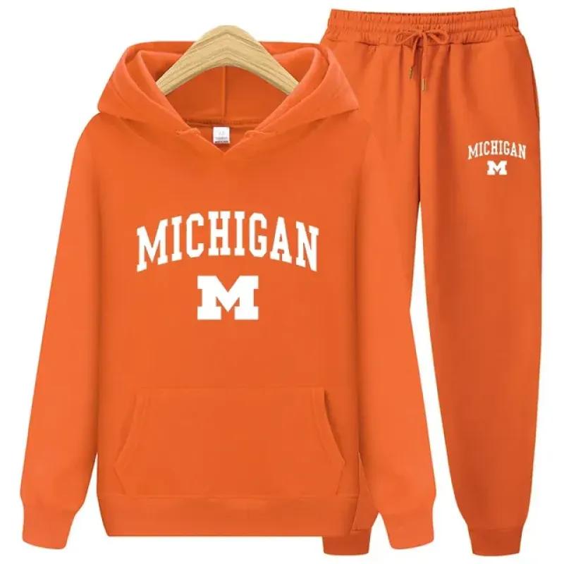 Осень-зима 2023, новая спортивная одежда, спортивные костюмы, мужские повседневные теплые плюшевые толстовки с буквенным принтом, брендовый принт, мужской наряд из 2 предметов