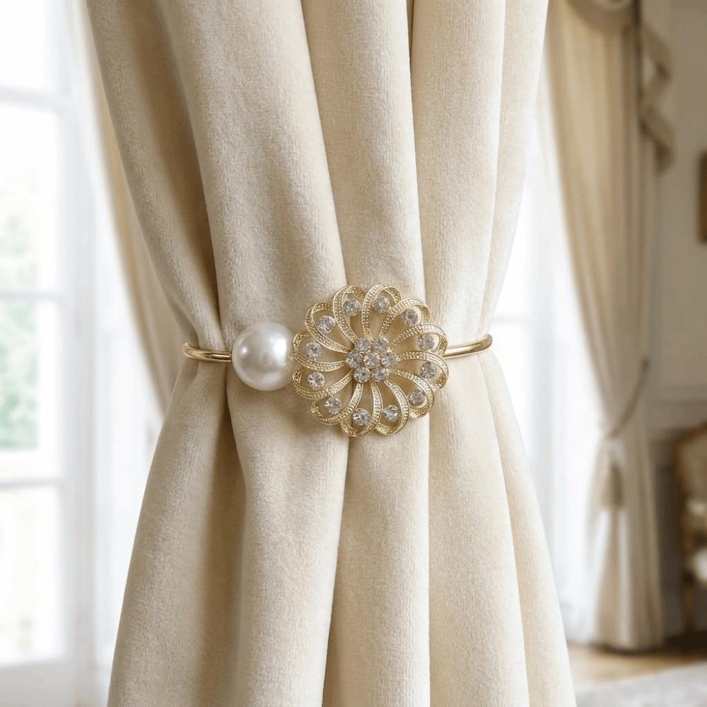 Light Luxury Curtain Tiebacks Metal Pearl Curtain Straps Creative Curtains Tie Rope Office