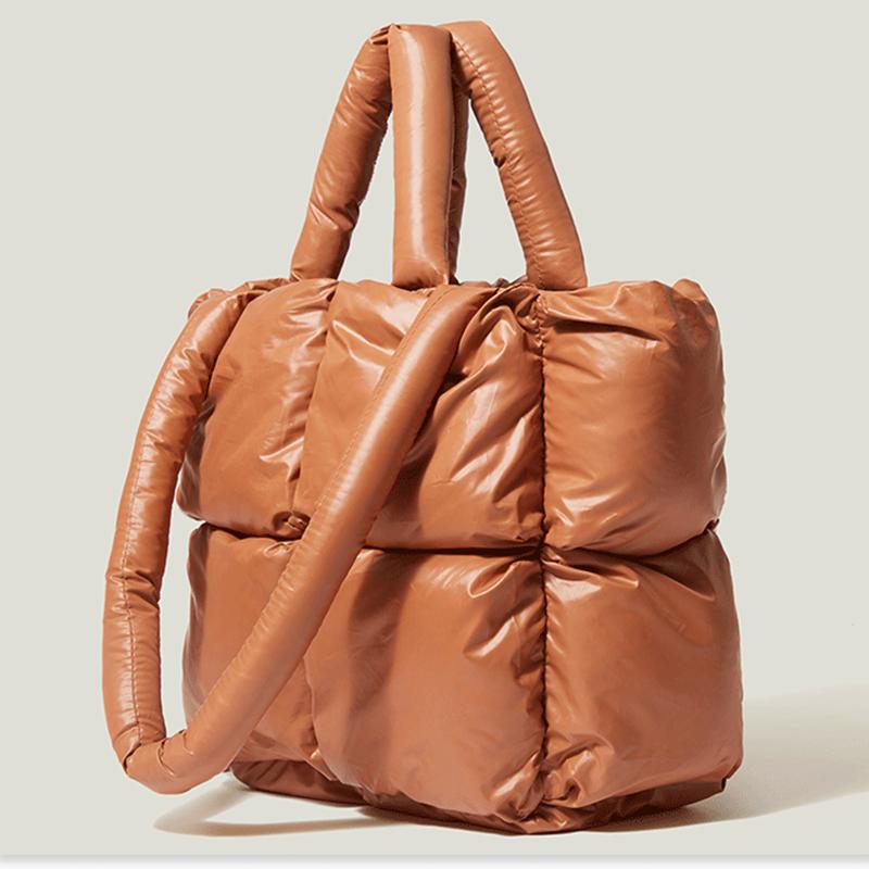 Зимняя новая пуховая сумка-тоут, большая вместительная сумка на плечо, модная сумка из мягкой ткани, женская сумка для покупок, космические хлопковые сумки