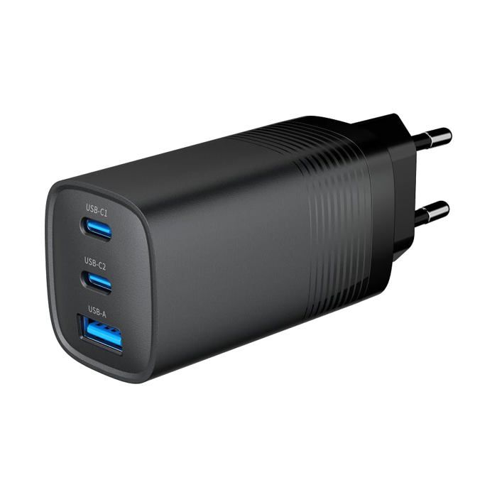 Chargeur - GEMBIRD - TA-UC-PDQC65-01-BK - 3 Ports - 65 W - Fast Charging - GaN Technology