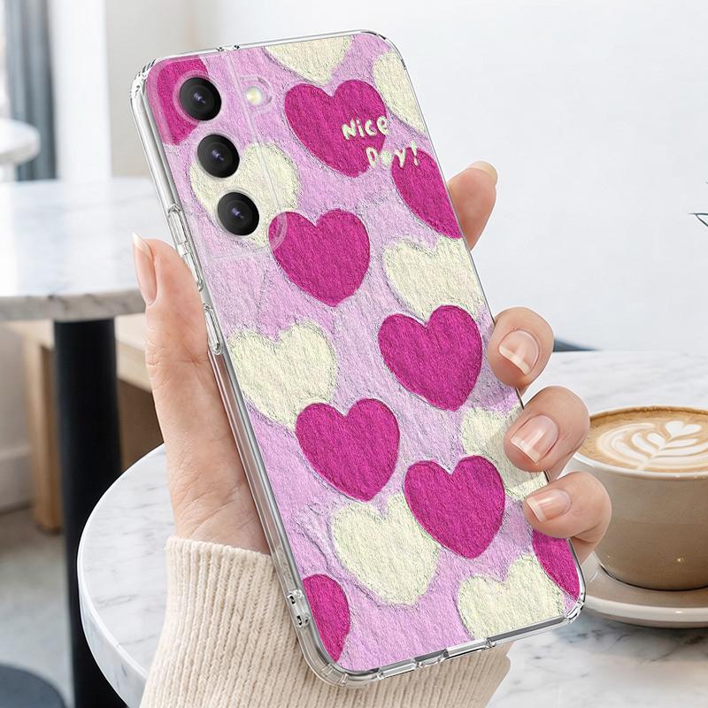 Модный Чехол с Сердечками Любви Для Samsung A57 S26 Ultra A37 A17 A56 A36 A26 A16 A55 A35 A25 A15 A54 5G S21 FE S22 S23 S24 S25 Plus Прозрачный Мягкий Чехол из ТПУ