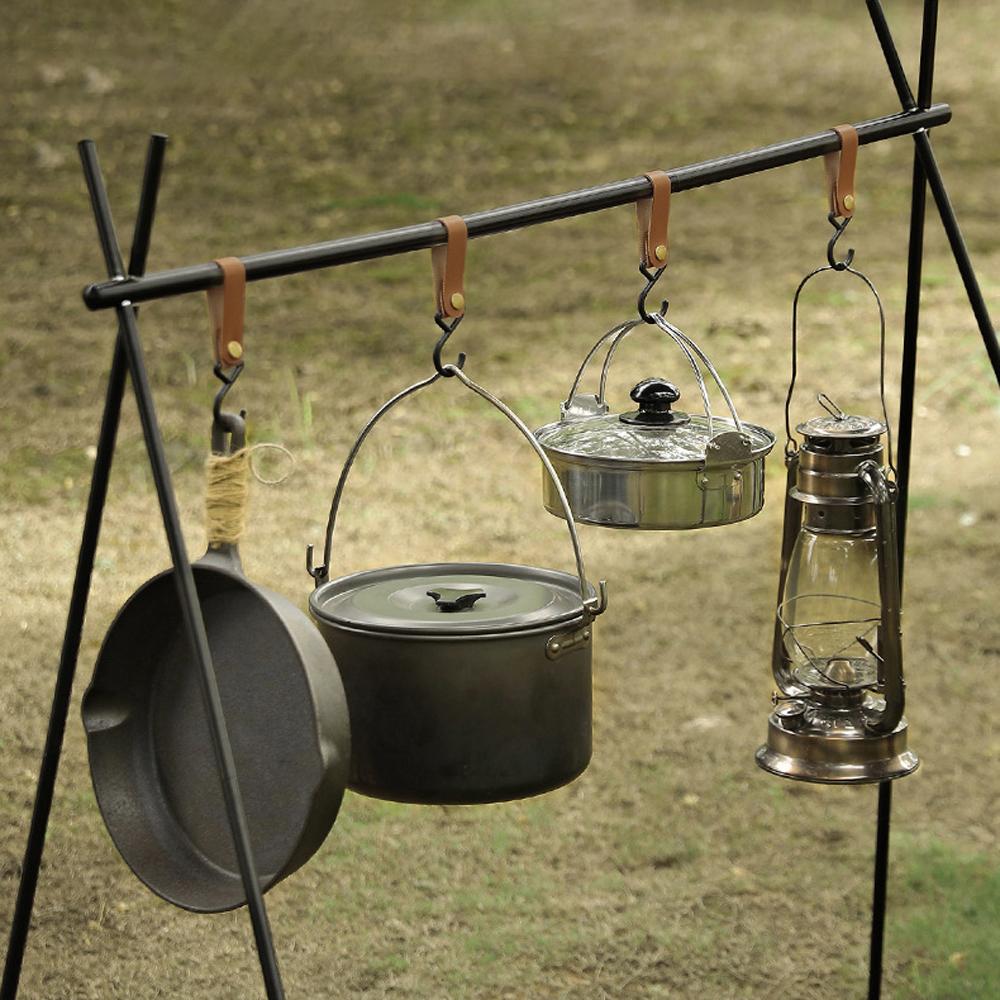 Портативный уличный крючок, S-образный крючок для кемпинга, пикника, подвесной крючок из искусственной кожи, брелок для ключей, стеллаж для хранения, полка