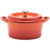 Cast Pot 20cm Orange Cast Enamel Pot Waterless Cooking Steam Circulation Enameled Exterior Special Matte Enameled Interior Stainless Steel Knobs