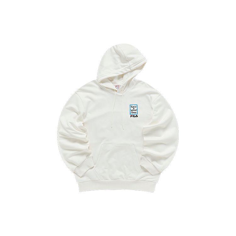 Fila X Серия 'Хорошего времени' Логотип с принтом Спортивная толстовка Унисекс толстовки Звездный Свет-Белый F11U149207F-WT
