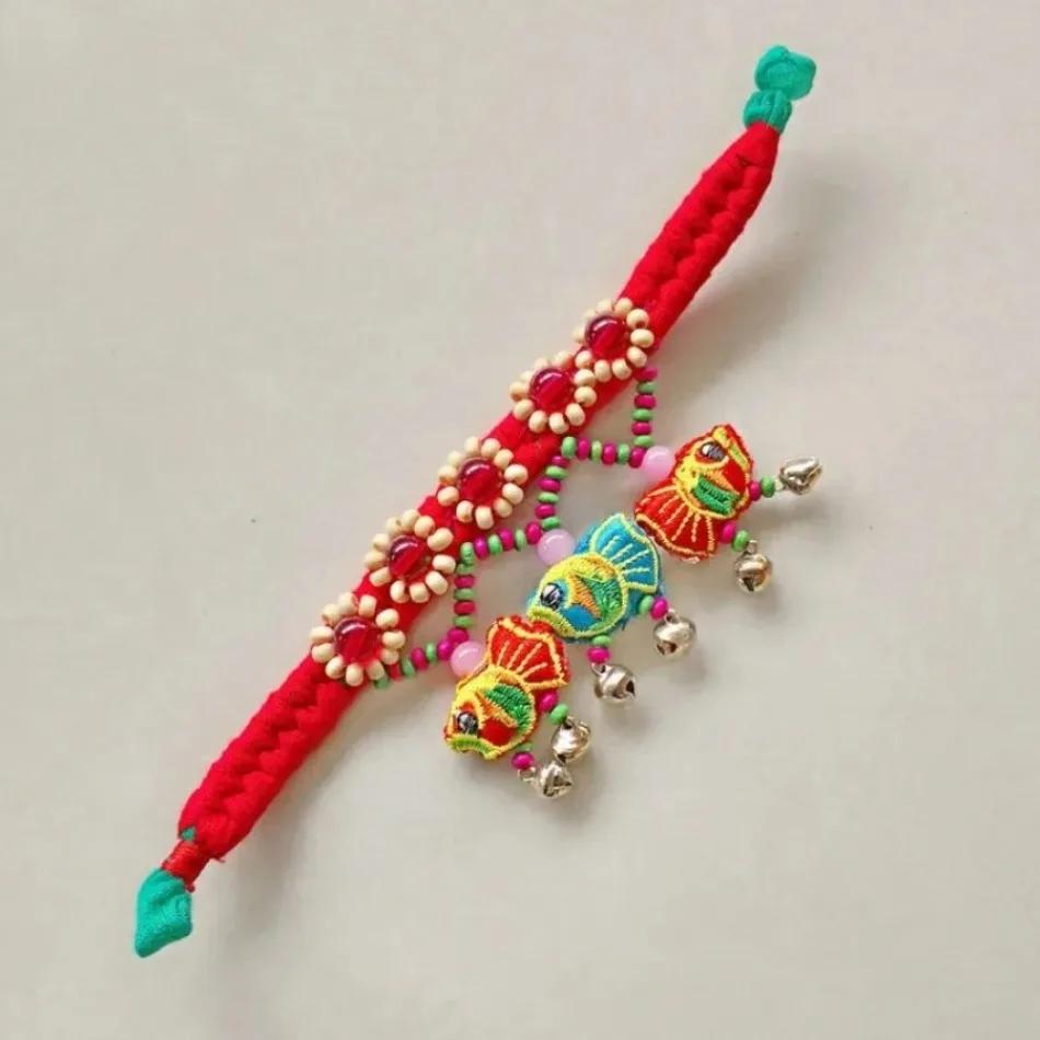 Children's Bracelet Chinese Style Dance Performance Accessories Lucky Bracelet Rope Chinese Ethnic Style Handmade Cloth Art