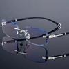 Diamond Cut Rimless Anti-Blue Light Reading Glasses for Middle-Aged and Elderly