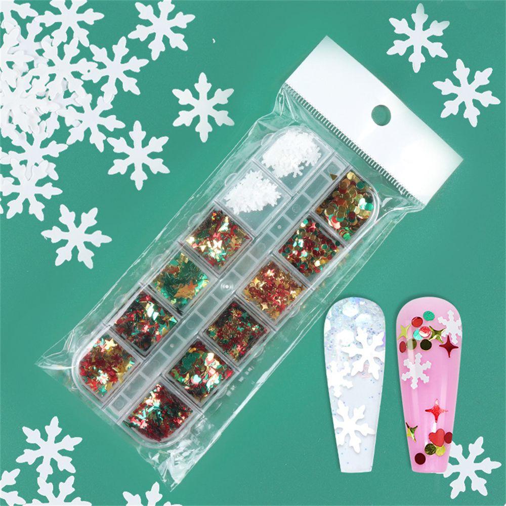 Holographic Laser Nail Decoration 12 Grids Plum Christmas Series Butterfly Nail Glitter Sequins