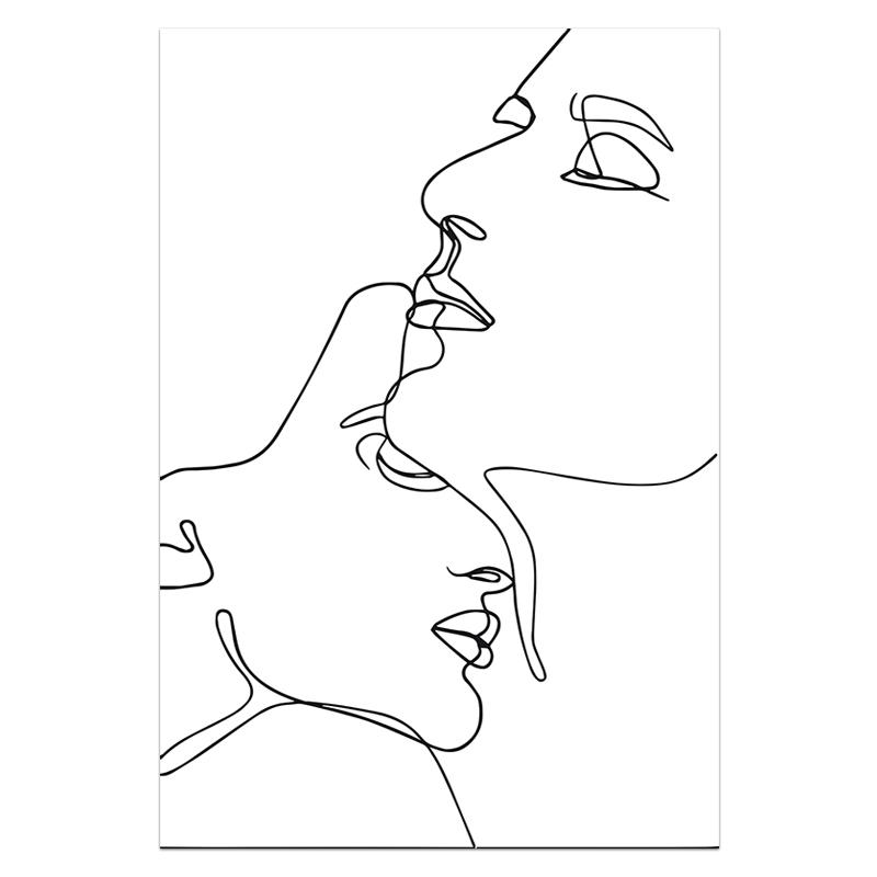 Настенная живопись на холсте, плакаты на скандинавскую тему, принты, абстрактный рисунок линий, любовь, поцелуй, сексуальная девушка, фотографии, гостиная, домашний декор, модульный