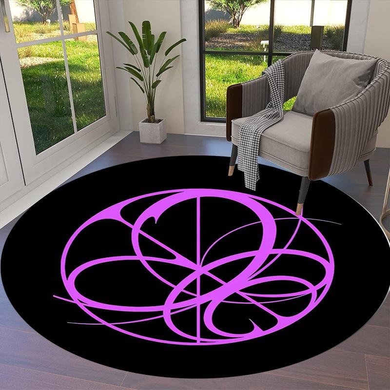 1pc Floral Geometry Round carpet, Made of Polyester,Perfect for Decorating Office Chairs, Living Rooms,Vibrant Decorative Rug