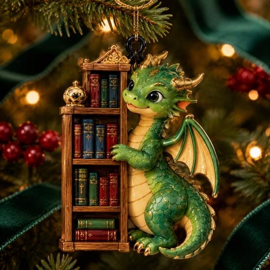 Фантастическое украшение-дракон для дома, книжный орнамент, книжные драконы, рождественское подвесное украшение, праздничное украшение, украшение для камина, акриловый готический кулон,