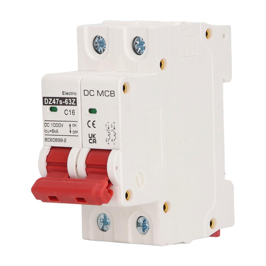 2P Мини-автоматический выключатель с защитой от перегрузки на DIN-рейку для солнечной фотоэлектрической системы DC 1000 В 16 А