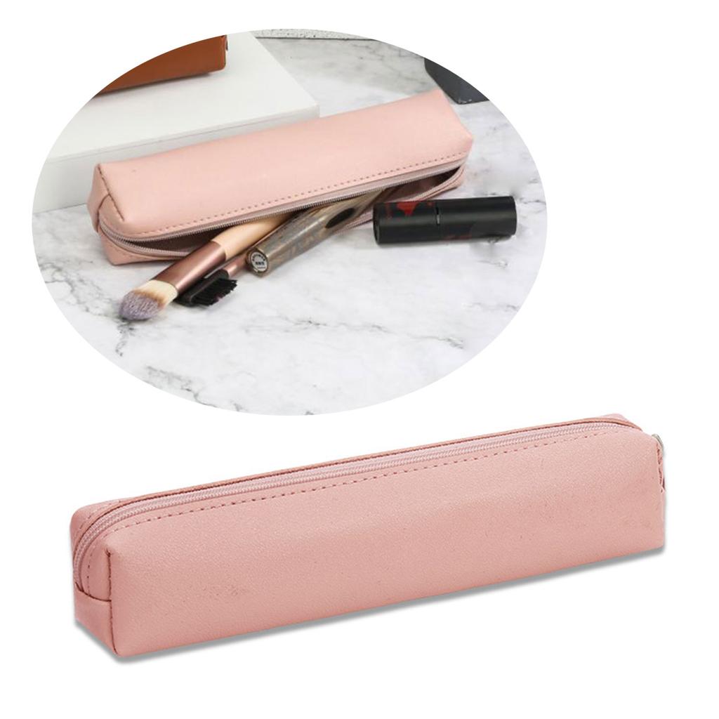 Small Pencil Case Portable Pen Holder Box Leather Pencil Bag Pen Pouches Travel Makeup Bag For School Office Travel