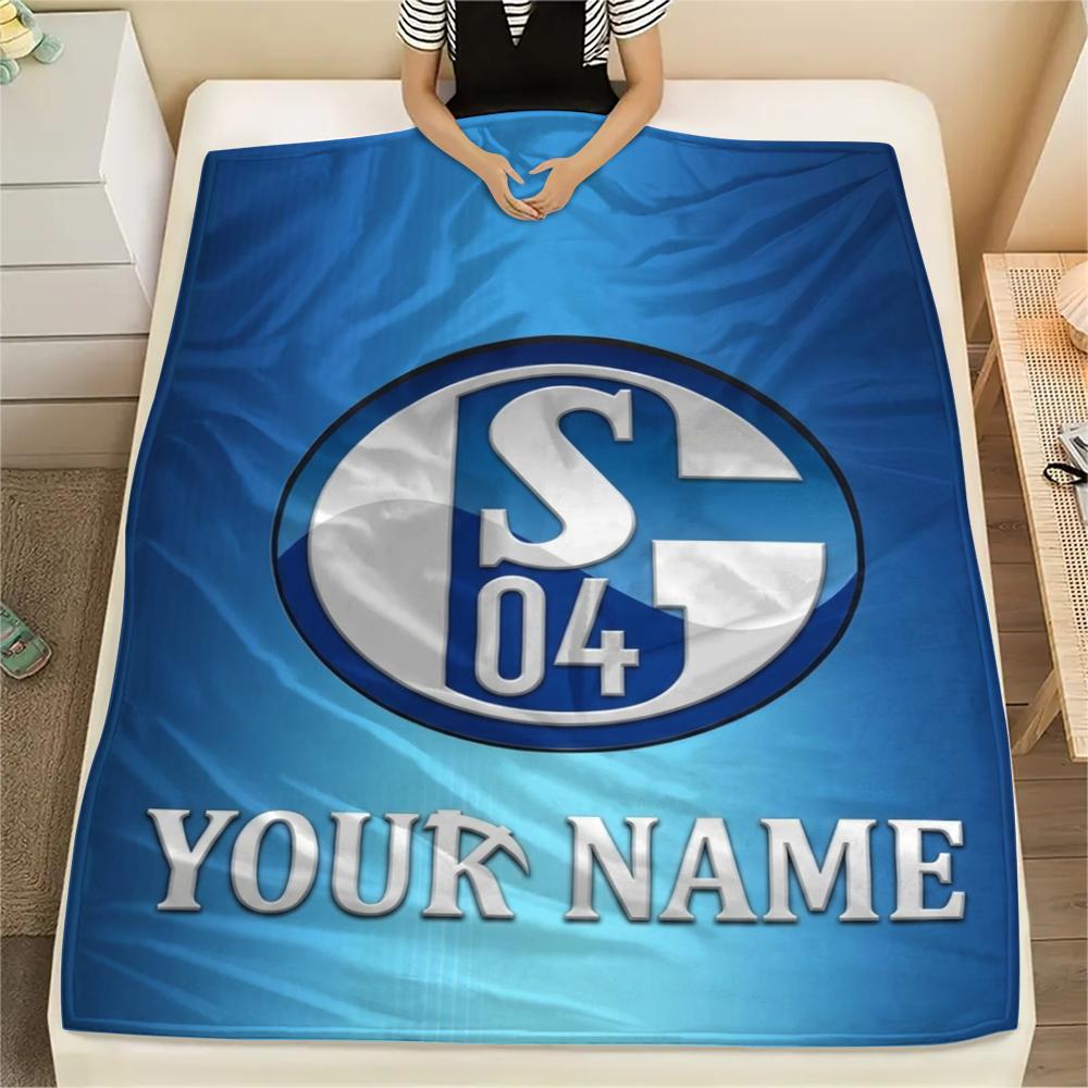1PC Custom Name FC Schalke 04 Patterned Flannel Blanket Suitable For All Seasons for Home Decor Warmth and Comfort Gifts Holiday Present_xia