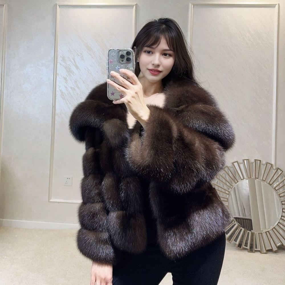 Big Lapel Purple Mink Coat Winter Thickened Young Short Environmentally Friendly Fur Coat Women's New