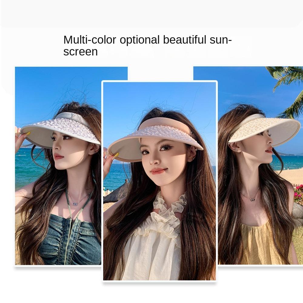 Shiny Empty Top Cap Summer Visor Cap Simple Sequin Sun Hat Women
