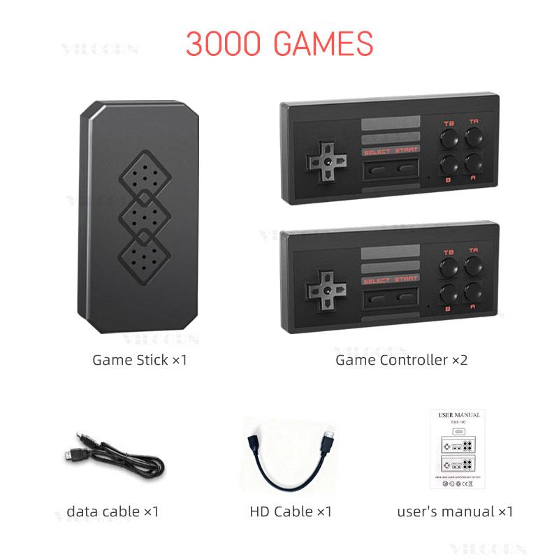 Игровая приставка 8-битная HD Game Stick со встроенными играми и 2 беспроводными контроллерами