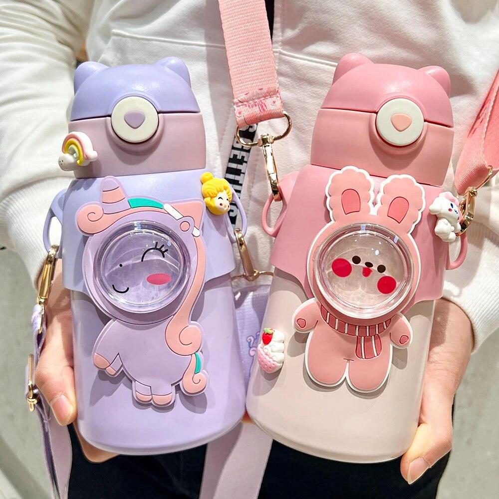 520 мл детский термос из нержавеющей стали, чашка для горячей воды, портативный студенческий термос, милая мультяшная кружка, автомобильная кружка с вакуумной изоляцией, термос...