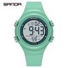 Sanda 6372 Brand Trendy Men Led Electron Watch Soft Tpu Strap Big Screen Led Digital Waterproof Alarm Clock Sports Men's Watches