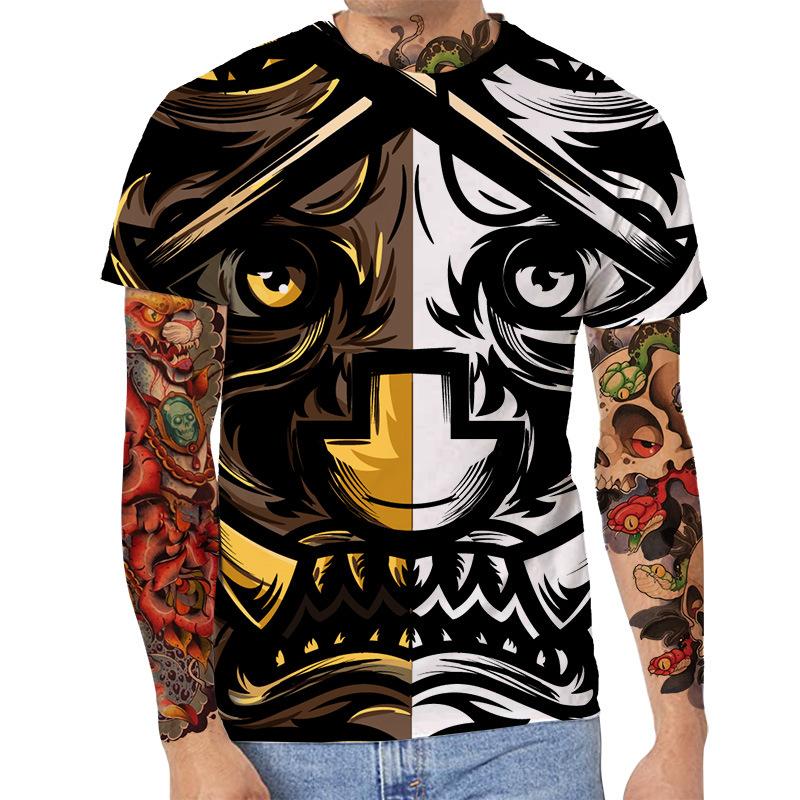 Summer Round Neck 3D Art Print Top Fashionable Casual Short Sleeved Men's T-shirts