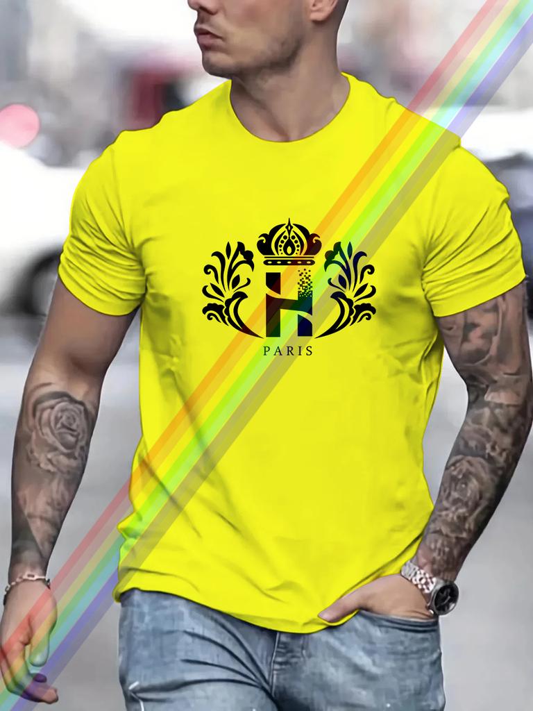 Black and White Letter H Print T Shirt For Man Summer Vintage Unisex Oversized T-shirt Y2k Tops Short Sleeve Men's