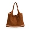 Korean Niche Lamb Wool Splicing Underarm Bag Bow Retro Lazy Large Capacity Shoulder Commuter Tote Bag