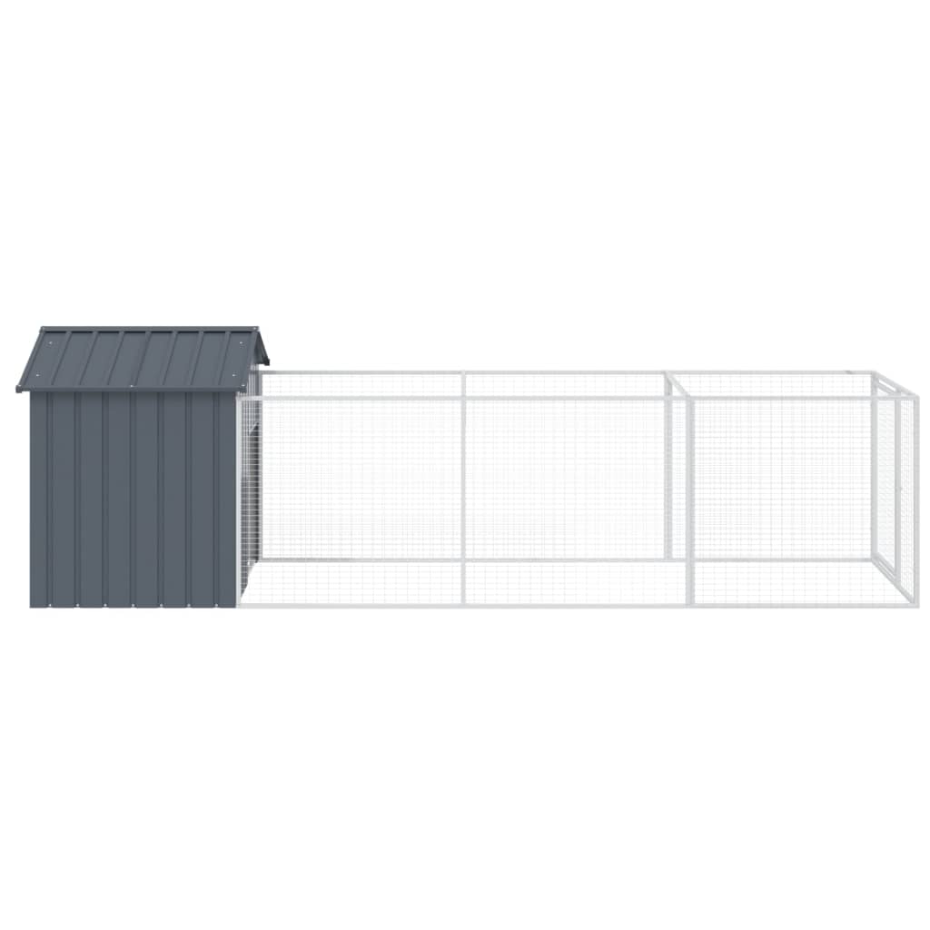 Dog House with Roof Anthracite Grey 117 x 405 x 123 cm Galvanized Steel