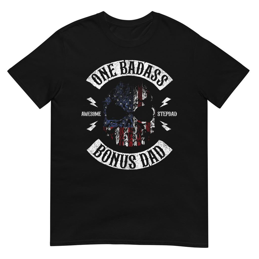 Unisex shirt Cotton Oversize Large Size One Badass Bonus Stepdad Birthday Step Dad Fathers Day Gift T-Shirt