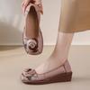 Женские осенние туфли-слипоны с розовым цветком из натуральной кожи, женские туфли на невысокой клиновидной подошве, элегантные женские мокасины-лоферы в стиле ретро